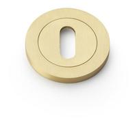 Loops Screwless Round Standard Profile Escutcheon - Satin Brass 50mm Lock Key Plate