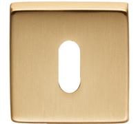 Loops Screwless Square Standard Profile Escutcheon - Satin Brass 50mm Lock Key Plate