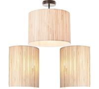 Loops Semi Flush Ceiling Light & 2X Matching Wall Lights - Dimmable Natural Seagrass Drum Shades