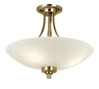 Loops Semi Flush Ceiling Light Antique Brass Glass 3 Bulb Feature Lamp Holder Fitting in Clear Loops Clear