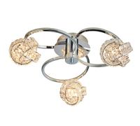 Loops Semi Flush Ceiling Light Chrome & Crystal Knott 3 Lamp Hanging Feature Pendant Loops Multicolor