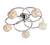 Loops Semi Flush Ceiling Light Chrome & Crystal Knott 5 Lamp Hanging Feature Pendant Loops Multicolor