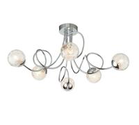 Loops Semi Flush Ceiling Light Chrome Wire Shade 6x Lamp Adjustable Hanging Pendant Loops Multicolor
