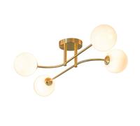 Loops Semi Flush Ceiling Light Satin Brass Plate & Opal Glass 4 x 3W LED G9 in Clear Loops Clear