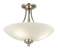 Loops Semi Flush Ceiling Light Satin Chrome Glass 3 Bulb Feature Lamp Holder Fitting in Clear Loops Clear