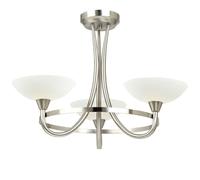 Loops Semi Flush Ceiling Light Satin Chrome & White 3 Bulb Hanging Pendant Lamp Shade Loops White