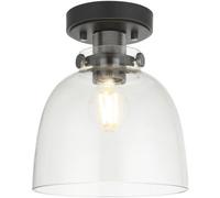 Loops Semi Flush Low Ceiling Light - Smokey Grey Tinted Glass & Black Chrome Plate - 10W Max Led E27