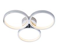 Loops Semi Flush Multi Arm Bathroom Ceiling Light - Chrome Plated & White Diffuser Loops White