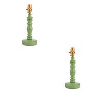 Loops Set Of 2 Elegant Wooden Table Lamp Bases In Satin Cotswold Green With Brass Accents
