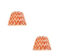 Loops Set Of 2 Stylish 40Cm Apricot Orange Tapered Lamp Shades With Unique Zigzag Pattern