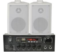 Shop Bluetooth Music System 2x White Speakers & 110W Amp Background FM Radio