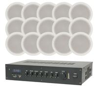 Loops Shop Restaurant Wireless Background Music Kit 120W Mixer Amp & 15x Speakers Loops Multicolor