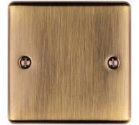 Loops Single Antique Brass Blanking Plate Round Edged Wall Box Chassis Hole Cover
