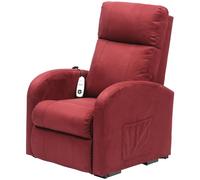Loops Single Motor Rise & Recline Lounge Chair - Wine Coloured Suedette Material Loops Multicolor