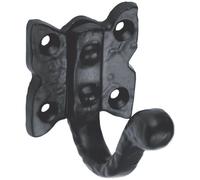 Loops Single Ornate Wardrobe Hook on Butterfly Backplate 47mm Proj Black Antique Loops Black