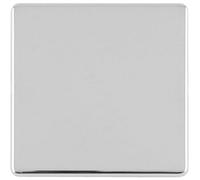 Loops Single Screwless Polished Chrome Blanking Plate Round Edged Wall Box Hole Cover