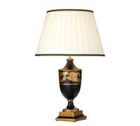 Loops Single Table Lamp Ivory with Black & Gold Trim Shade LED E27 60w Bulb d00426 Loops Black