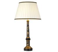 Loops Single Table Lamp Ivory with Black & Gold Trim Shade LED E27 60w Bulb d00460 Loops Black