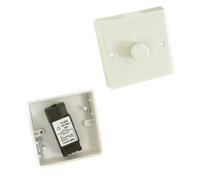 Loops Single White Wall Light Dimmer Switch - 400W, 2 Way - 1 Gang UK Outlet