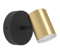 Loops Sleek Black And Brushed Brass Led Ceiling Spotlight For Modern Bathrooms