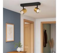 Loops Sleek Modern Black & Brushed Brass LED Bathroom Ceiling Spotlight Loops Multicolor