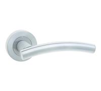 Loops Sleek Satin Chrome Curve Door Handle On Rose For Modern And Traditional Interiors - Interior Handle