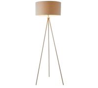 Loops Sleek Tripod Floor Lamp Matt Nickel E27 Free Standing Lounge Light & Grey Shade in Metallics Loops Metallics