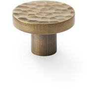Loops Slim Hammered Door Knob - Antique Brass 38mm Round Cupboard Cabinet Pull Handle
