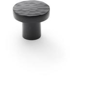 Loops Slim Hammered Door Knob - Matt Black 30mm Round Cupboard Cabinet Pull Handle