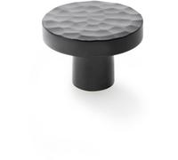 Loops Slim Hammered Door Knob - Matt Black 38mm Round Cupboard Cabinet Pull Handle