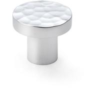 Loops Slim Hammered Door Knob Polished Chrome 30mm Round Cupboard Cabinet Pull Handle