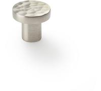 Loops Slim Hammered Door Knob - Satin Nickel 30mm Round Cupboard Cabinet Pull Handle