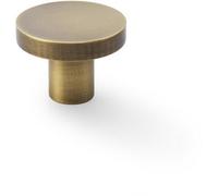 Loops Slim Round Door Knob - Antique Brass 38mm Modern Cupboard Cabinet Pull Handle
