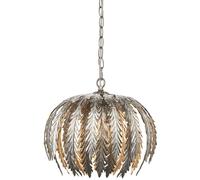 Loops Small Ornate Silver Ceiling Pendant Light Fitting Decorative Layered Leaf Design in Metallics Loops Metallics