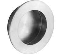 Loops Small Recessed Sliding Door Flush Pull - 50mm Round 12mm Depth Satin Steel