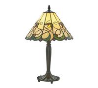 Loops Small Tiffany Glass LED Table Lamp - Floral Design - Dark Bronze Finish in Clear Loops Clear