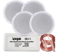 Loops Smart Home Bluetooth Amplifier & 4X Ceiling Mini Speaker Kit Compact Hifi Amp