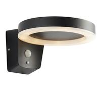 Loops Solar Powered Outdoor Wall Light Photocell & PIR Textured Black & White Diffuser