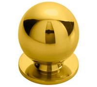 Loops Solid Ball Cupboard Door Knob 25mm Diameter Polished Brass Cabinet Handle