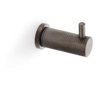 Loops Solid Brass Knurled Single Robe Coat Hook - Wall Mounted Holder - Dark Bronze