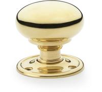 Loops Solid Brass Mortice Smooth Mushroom Door Knob - Polished Brass 51mm Diameter