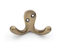 Loops Solid Brass Victorian Double Robe Coat Hook - Wall Mounted Holder Antique Brass