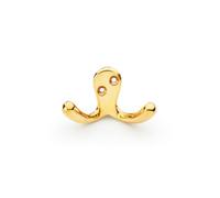 Loops Solid Brass Victorian Double Robe Coat Hook - Wall Mounted Holder Polished Brass