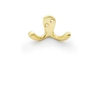 Loops Solid Brass Victorian Double Robe Coat Hook - Wall Mounted Holder Satin Brass