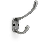 Loops Solid Brass Victorian Hat & Coat Hook - Wall Mounted Holder - Antique Iron