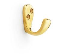 Loops Solid Brass Victorian Single Robe Coat Hook - Wall Mounted Holder Polished Brass