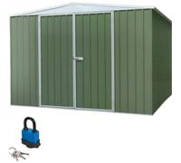 Loops Spacious 300X300Cm Galvanised Steel Garden Shed - Secure Outdoor Metal Storage Solution In Green