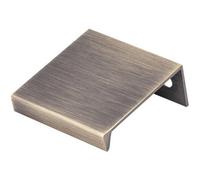 Loops Square Edge Finger Pull Handle - Antique Brass 40mm - Slim Cupboard Drawer