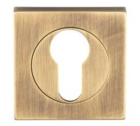 Loops Square Euro Profile Escutcheon 52 x 52mm Concealed Fix Antique Brass in Metallics Loops Metallics