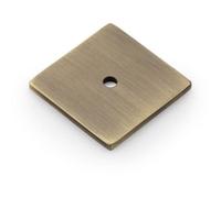 Loops Square Kitchen Door Knob Backplate - Antique Brass 38mm X 38mm Cabinet Plate